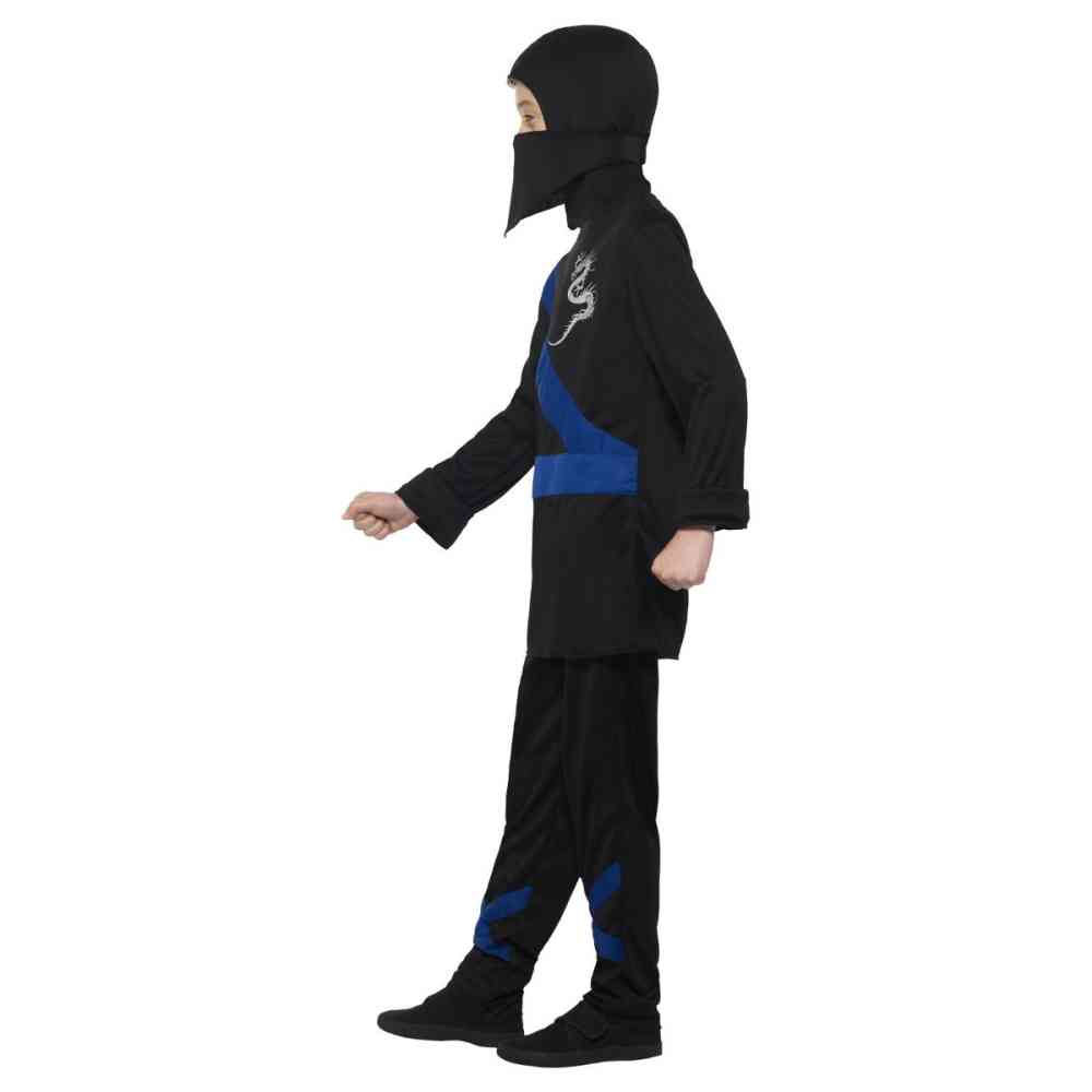 Smiffys - Ninja Assassin Kinder Kostuum - Zwart/Blauw